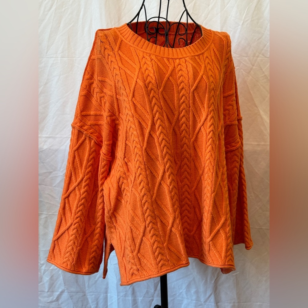 309 - Vibrant Orange Cable Knit Sweater